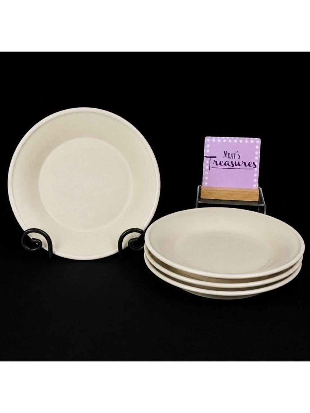 Sonoma Life Style MENDOCINO OATMEAL Cream Body Speckled Lunch Salad Plates Set 4